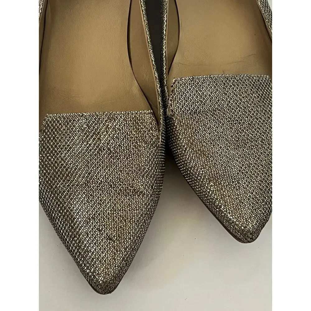 Women's Stuart Weitzman Pointed Metallic Silver Shimmer Flats Size 8M‎